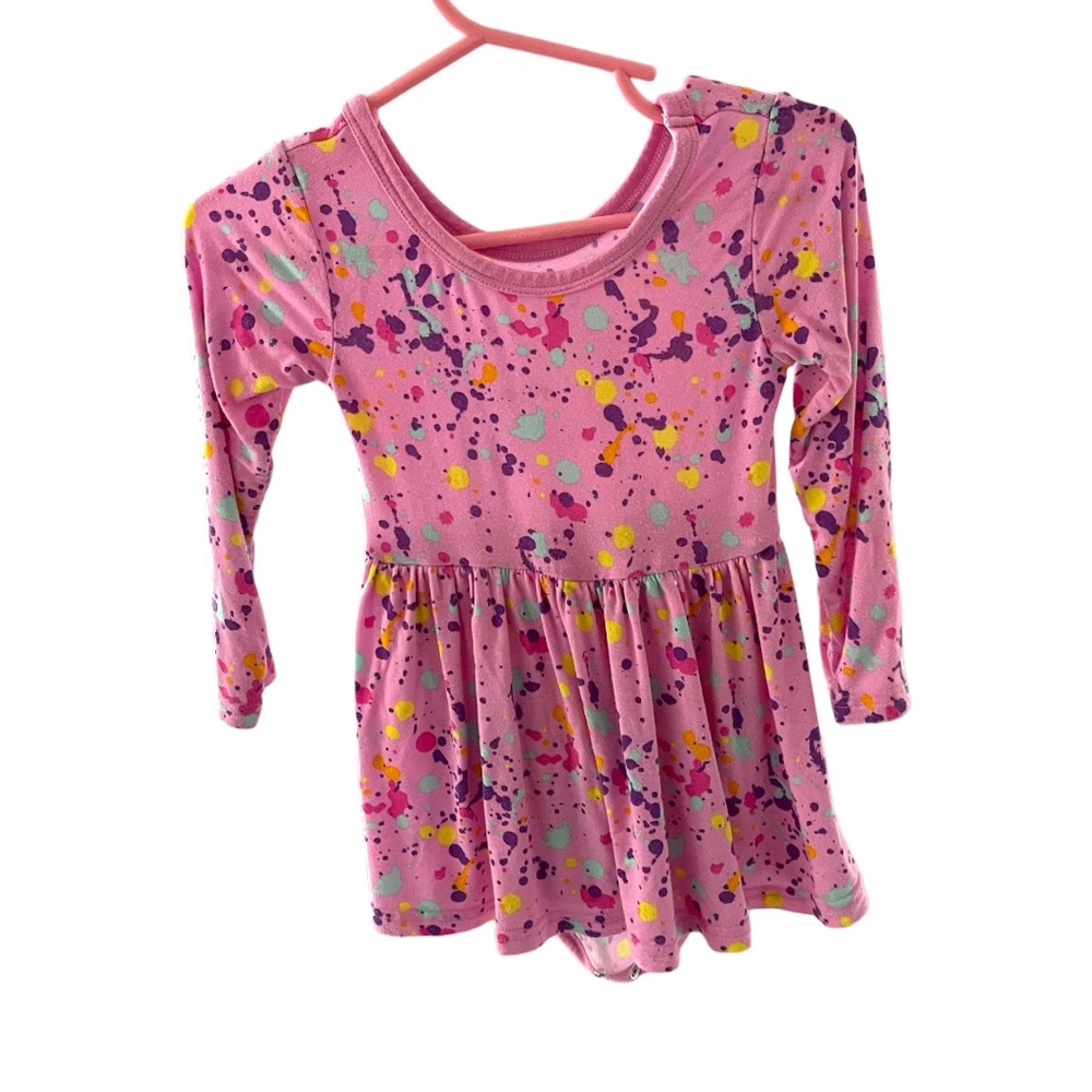 Little Sleepies Bamboo Paint Party Twirl bodysuit dress 18-24m